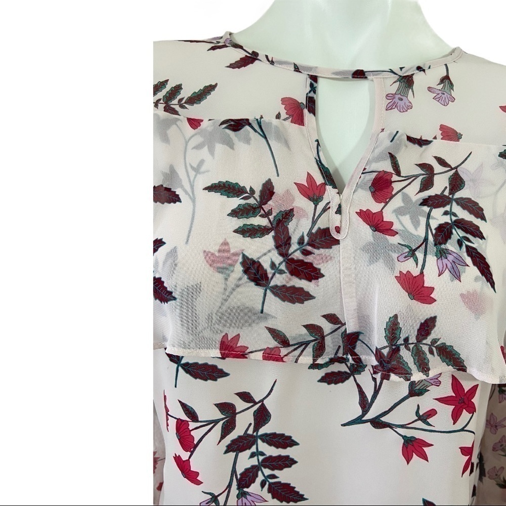 🌻Lauren Conrad Pink Sheer Top Blouse Long Sleeve - Picture 3 of 9